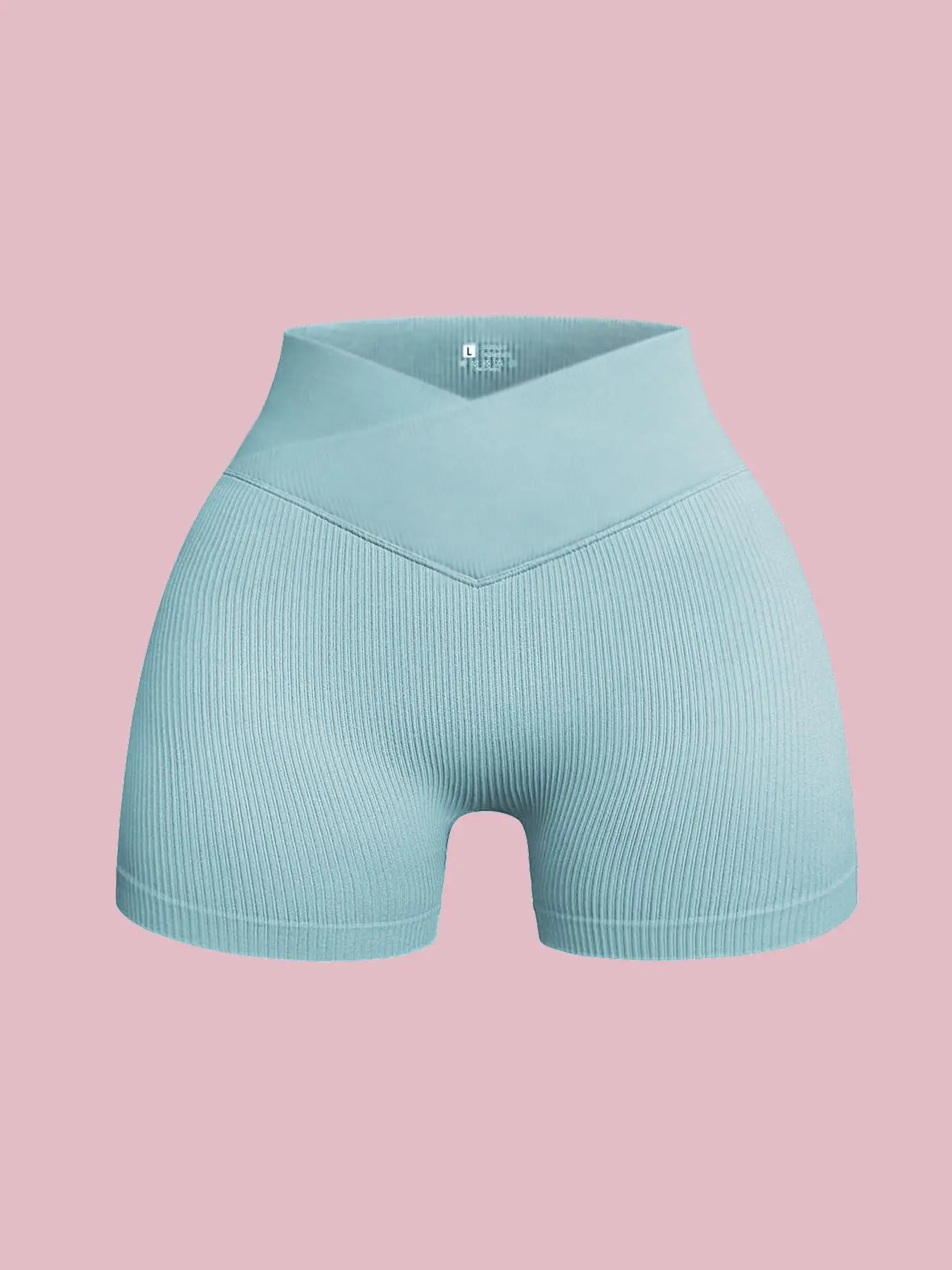 Sporty Women's Solid Color V Waist Sports Short Tummy Control Leggings, Tight-Fitting Comfy Breathable Seamless Sport Skinny Shorts for All Seasons, L