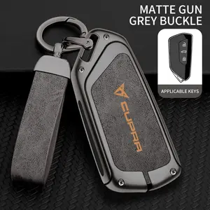 Zinc Alloy Leather Car Key Case Cover Holder Shell, Compatible with Seat Cupra Raval Born Leon Phev Formentor Ateca Terramar Fr Accessories