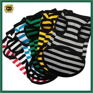 WAGGING WHISKERS Paws & Co.6-Piece Striped Shirt Set: Sleeveless Cotton Puppy Dog Shirts, Breathable Pet Apparel Tank Tops, Colorful Sweatshirts for Small & Medium Dogs