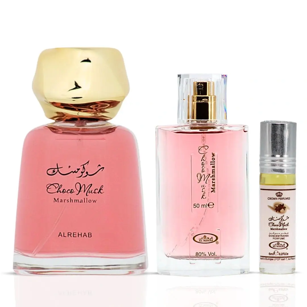Choco Musk Marshmallow Eau de Parfum 100ml, 50ml & Perfume Oil CPO 6ml by Al Rehab (Bundle)