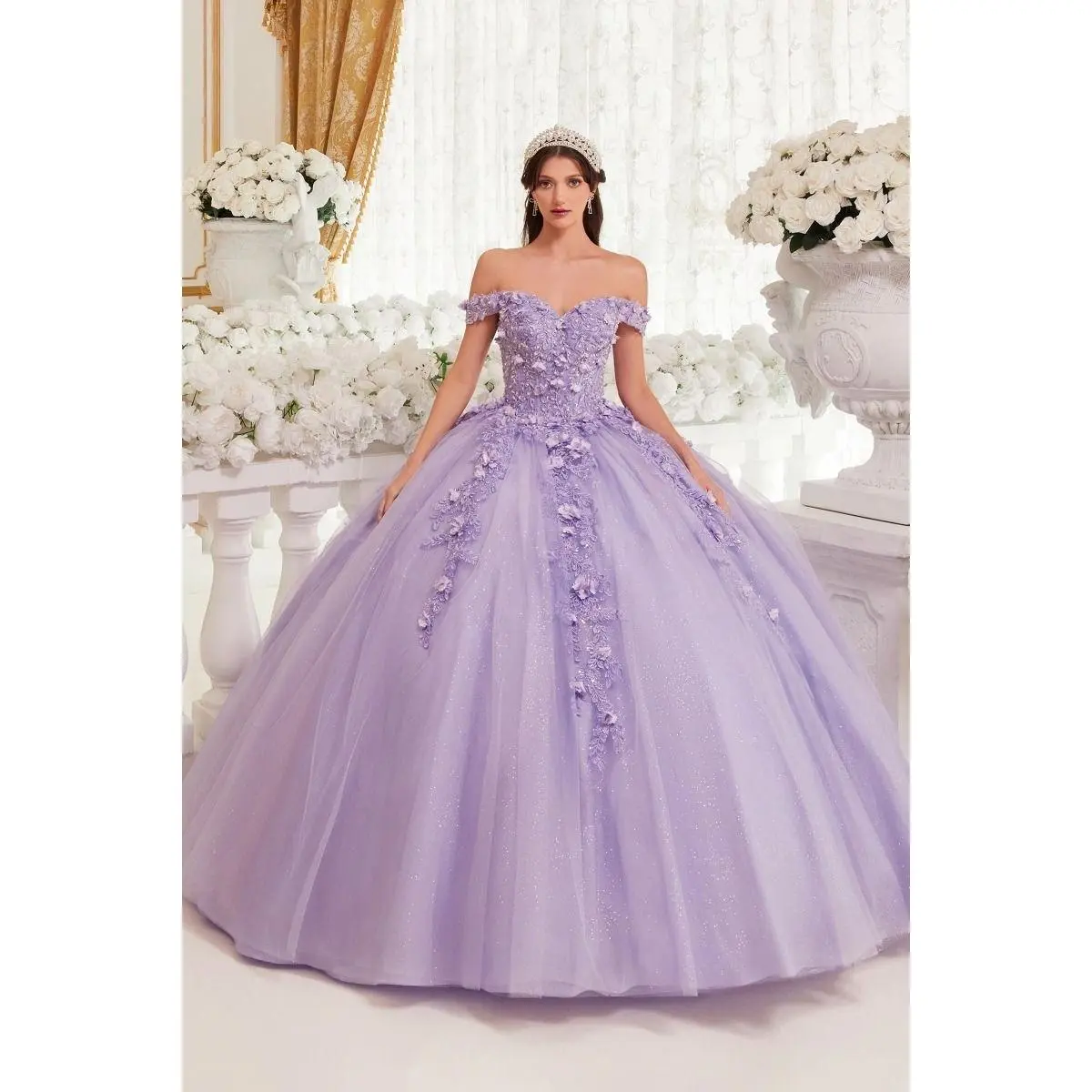 Cinderella Divine –15717 Off Shoulder Quinceanera Ball Gown