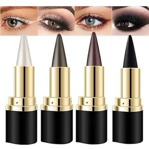 4Pcs Gel Eyeliner Pencil Set – Black, Brown, Silver, Gray, Smudge-Proof Cream, Waterproof Eye Liner for Smokey Eyes, Lipliner, Halloween Makeup