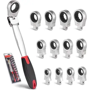 Flex  Ratcheting Wrench Set, 1/4 to 3/4 Inch Ratchet Wrench Set with Interchangeable Heads for Mechanic Repair