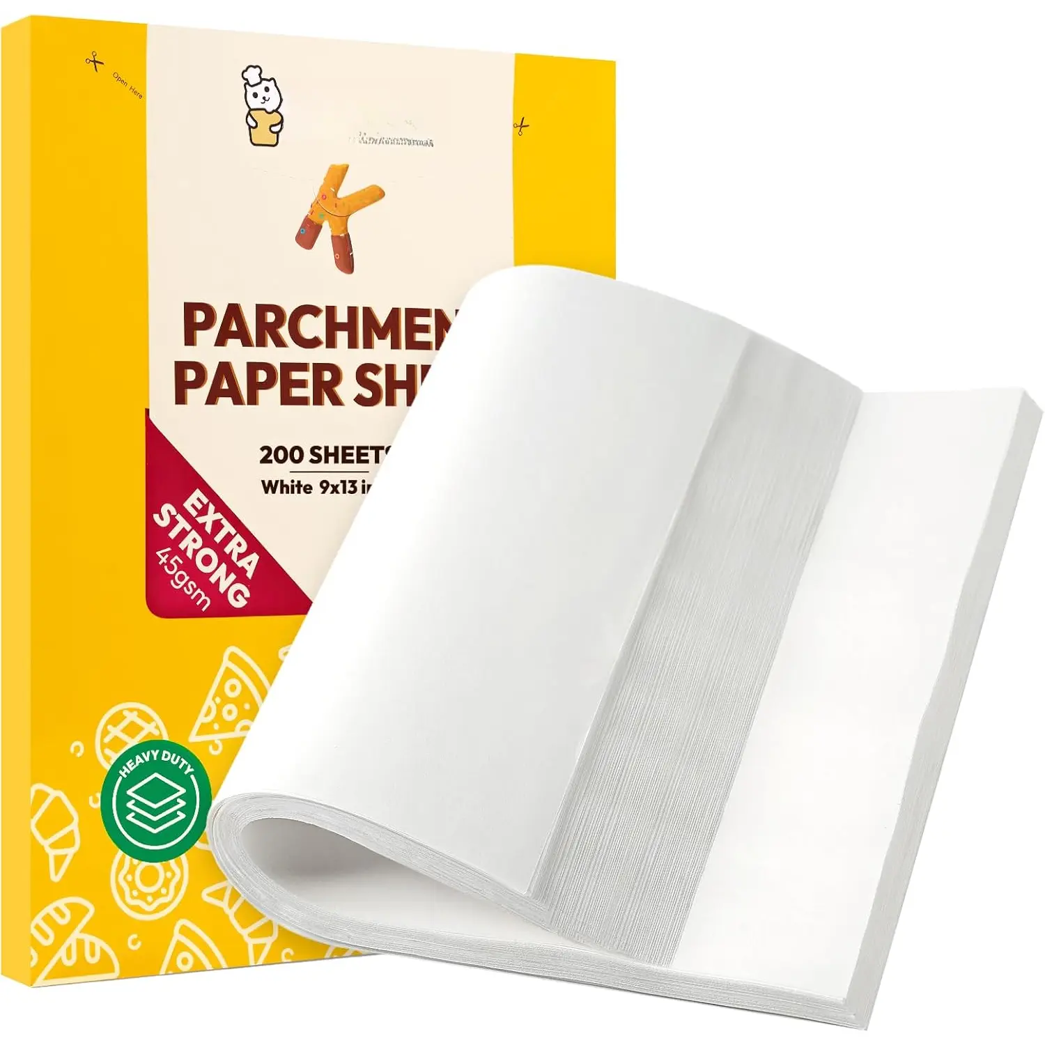 200 count 9x13 inch Heavy Duty Parchment Paper Sheets, Precut Parchment Paper for Quarter Sheet Pans Liners, Baking Cookies, Bread, Meat, Pizza, Toaster Oven (9"x13")