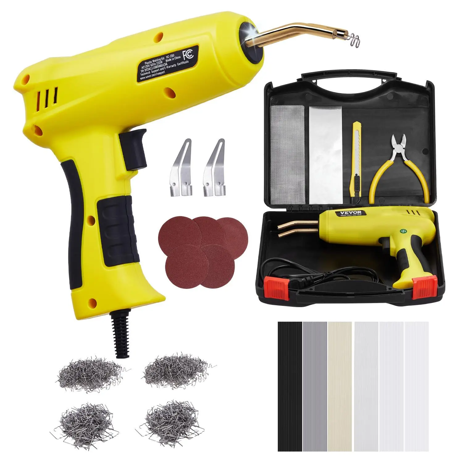 【Summerfinds】VEVOR Plastic Welding Kit 220W Plastic Welder Gun with 800PCS Hot Staples & 56PCS Welding RodsProfessional Hot Staple Welding Gun with LED LightCarrying Case for KayakToysCar Bumper Repair