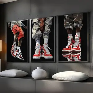 Sneakerhead Black Man Wall Art, Set Of 3 Prints, Printable Sneaker Poster, Cool Hypebeast Decor, Urban Fashion Wall Art wall  decor Artwork Vintage Style