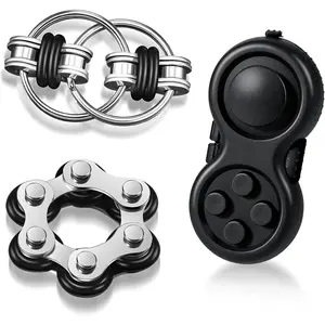 3 Pcs Fidget Toys Set Handheld Fidgets Controller Pad for Adults Kids, Stress Anxiety Relief for ADHD Add OCD Autism Sensory Fidget Toys (Black)