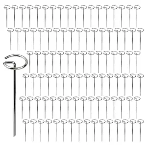Metal Garden Stakes Ring Top Landscape, Tent Lawn and Ground Cover Plants, Galvanized Steel Anchors for Safe Gardening and Landscaping Decor