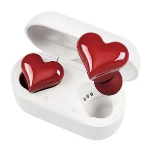 Heart Shape Wireless Noise Cancelling In-Ear Gaming Headset with LED Touch Control for Girls and Women Electronic Gift Made of Durable PC ABS Material Bluetooth 5.3 Connection Clear Calls IPX4 Water Resistant