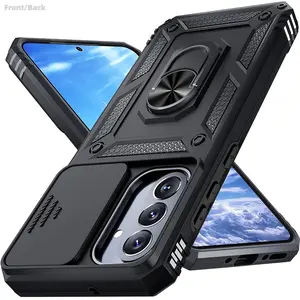 Durable Protective Shockproof Phone Cover Designed for Samsung Cellphone Models A55, A56, A36, A35 5G, A17, A07, A06, A25, A53, A05S, A15, A16, Featuring a Sliding Camera Lens Protection Ring And a Stand, Casing, Smartphone, Shock Resistant Cover