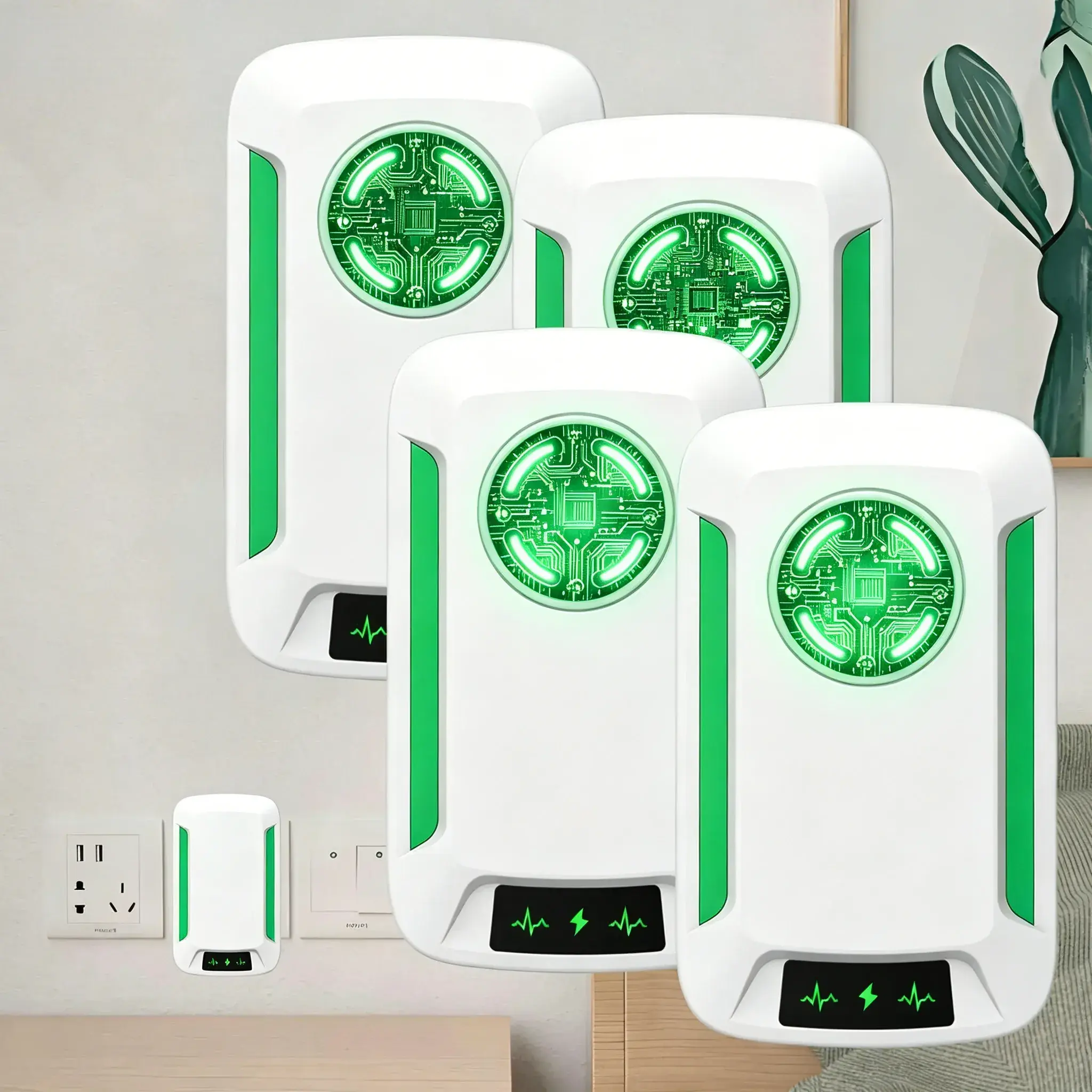 4-Pack US Plug-in Power Adapter with Indicator Light, Compact Portable Plug-in Module, 90-250V Wide Voltage, Surge Protection for Home Office Devices, Weather Ready for Hurricane Preparation & Storm Season, Wall Socket