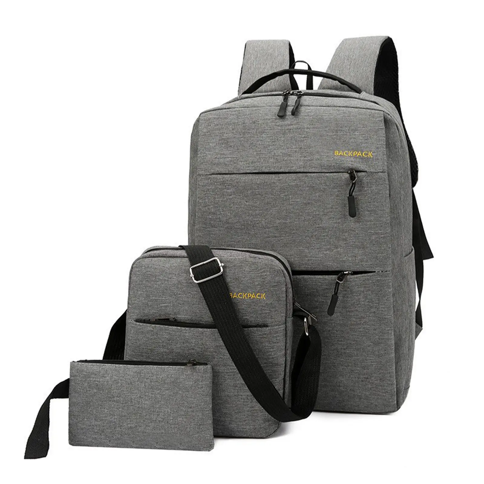 Men’s 3-Piece Backpack Set - Large Capacity Multi-Compartment Laptop Backpack with Crossbody Bag, Organizer Pouch for Work, Travel