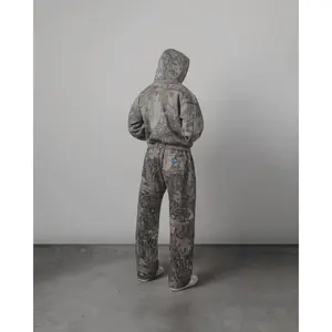 Y2KTracksuitMenNewStreetHipHopOversizedCamoHoodies2PieceSetRetroCamouflagePatternSweatshirtsClothesforMen