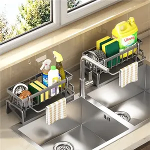 Kitchen Towel Rack, Multi-Functional Sink Drainer, Drainboard Dish Drainers, Countertop Organizer, Soap Sponge Holder, Essential Kitchen Storage Solution