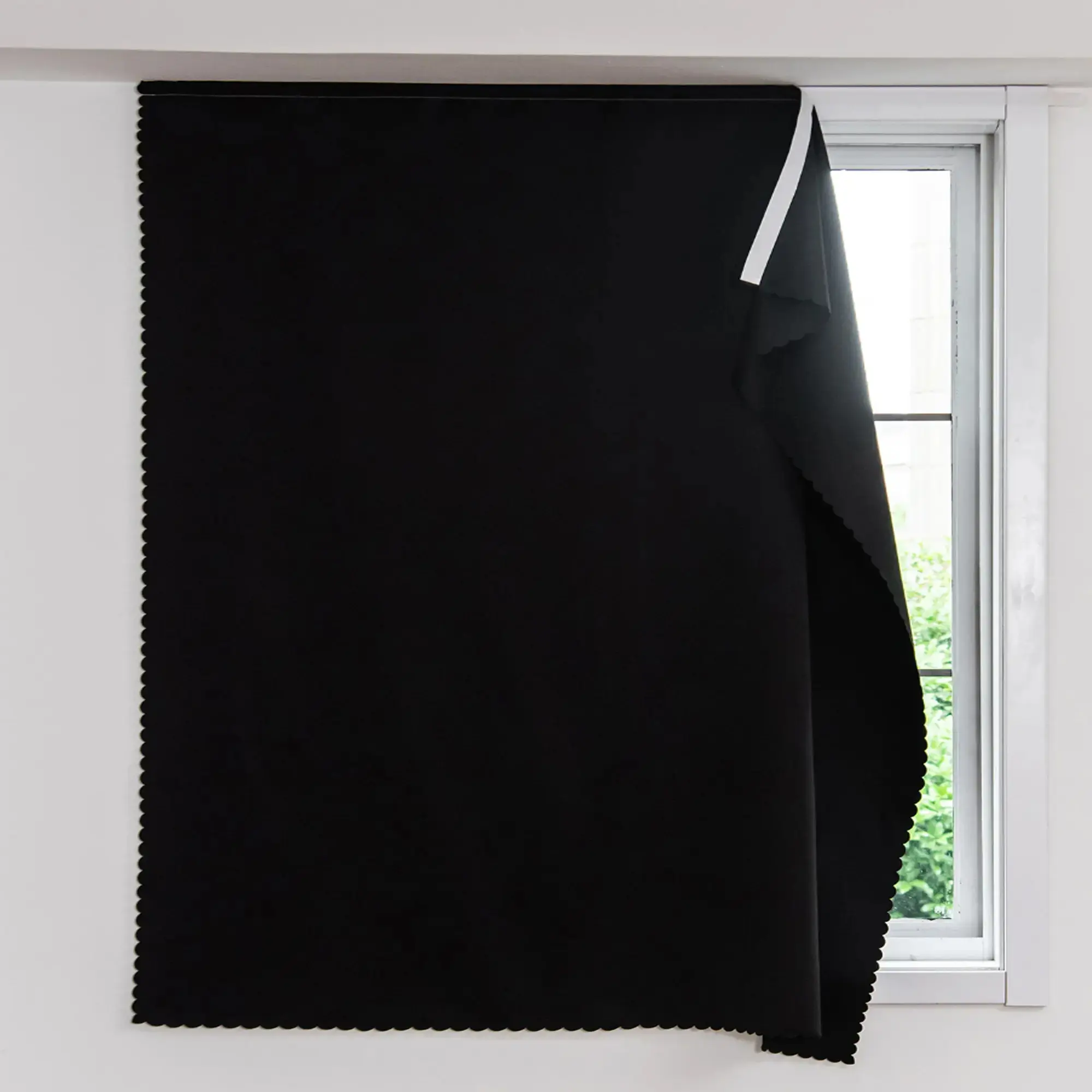 Blackout Curtain - No-Drill Window Cover with Magic Tape, Easy-Install Privacy & Light-Blocking Curtains for Bedroom, Living Room, 35" W x 59" H, 1 Panel
