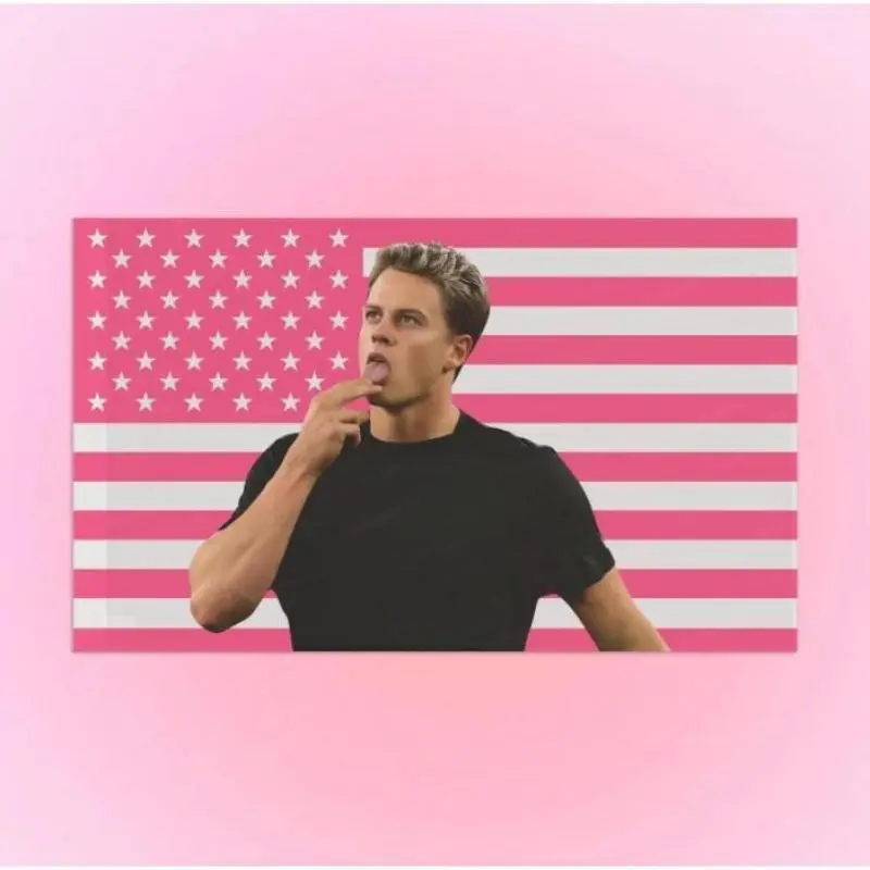 Joe Burrow Peach Light Rectangular Synthetic Strong Tapestry Flag - Hangable USA Decor, Home Supplies Accessory with Size Options, Gift for Bengals Girlfriend, Outdoor-Ready, Decorative