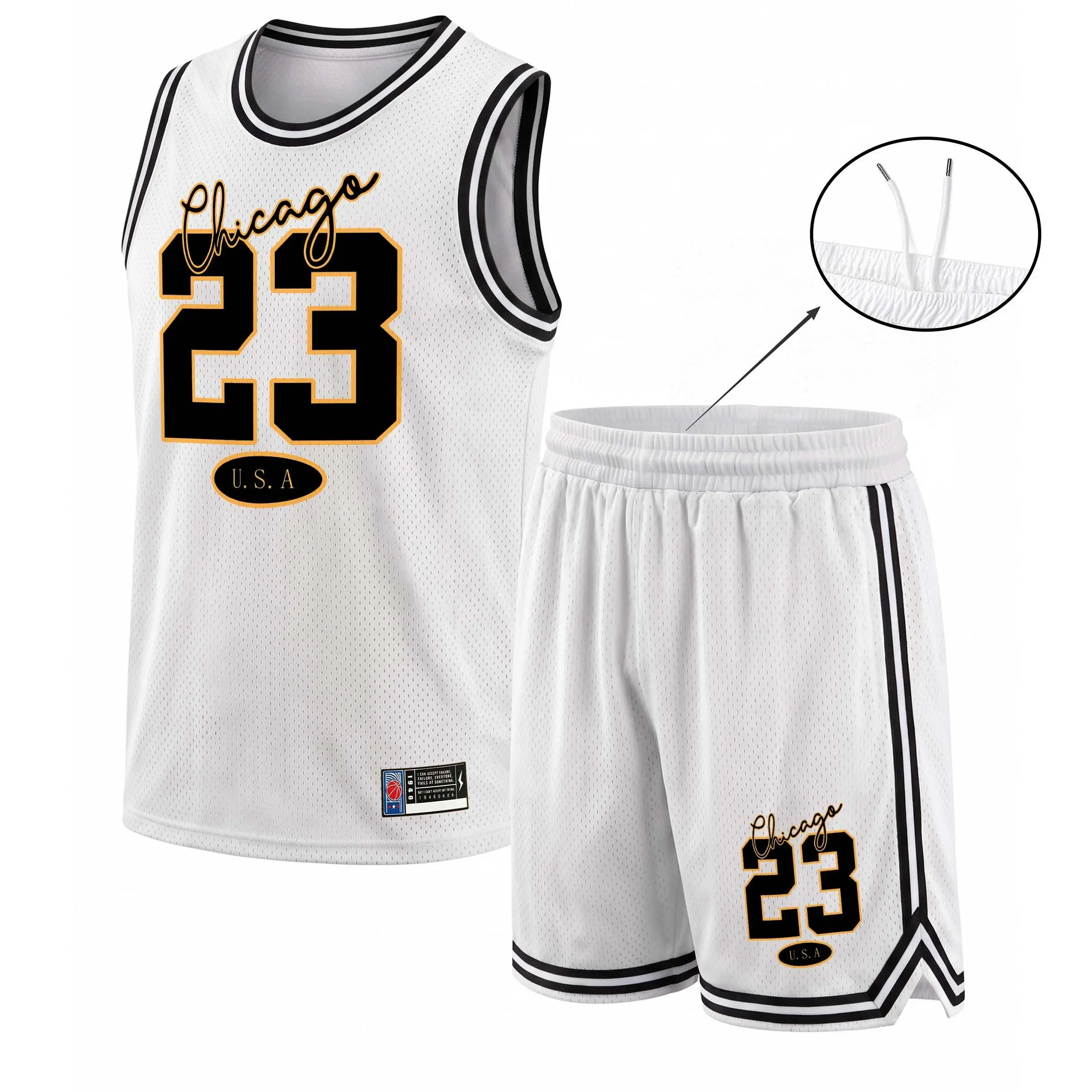 Men's 2-Piece Basketball Set, Loose-Fit Color Block Jersey with 23 Graphic & Quick-Dry Breathable Mesh Shorts, for Gym & Summer, Dry Cleanable