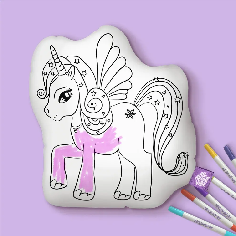 10" Magical Unicorn Coloring Pillow - All About Vibe