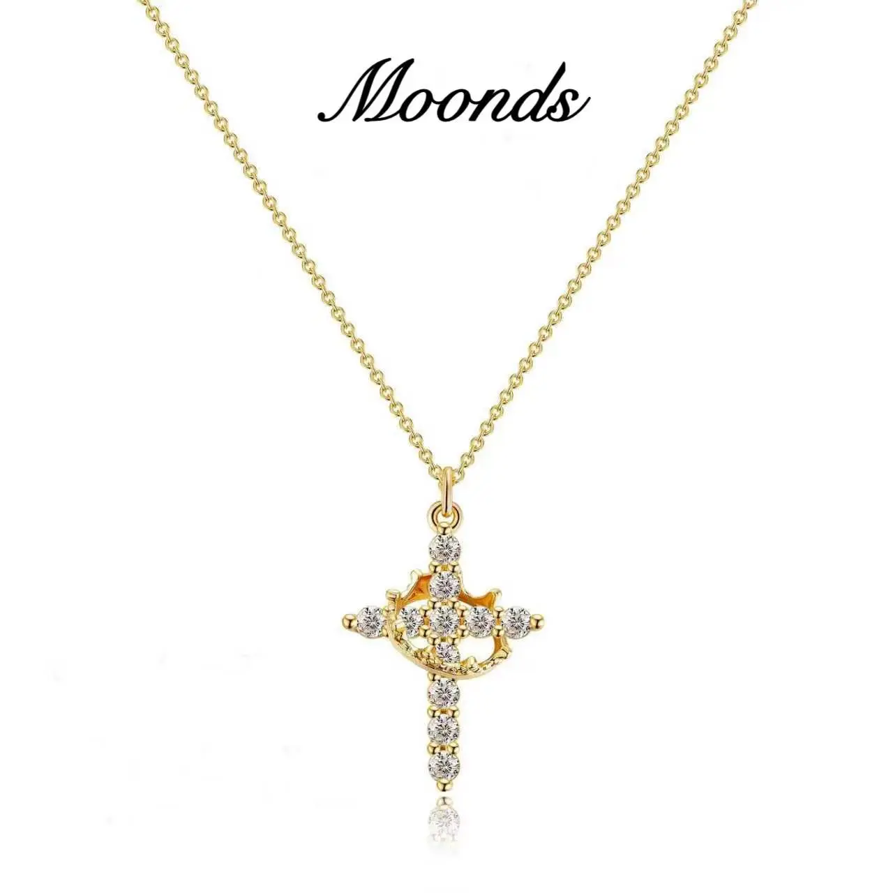 Crown Cross Necklace Women's Necklace 14K Gold Plated Crown Necklace Diamond Necklace Gold Necklace Women's Jewelry Couple's Gift