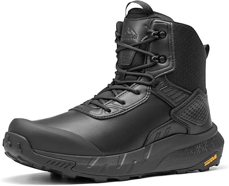 NORTIV 8 Men's Leather Tactical Combat Boots - Waterproof, Lightweight, Arch Support Work & Safety Footwear for Durable Outdoor Hiking, Coyote, Male, Eva+Rubber Grip, 4-Hour, All Weather Grip, Outdoor Trekking Shoes, 10.5W
