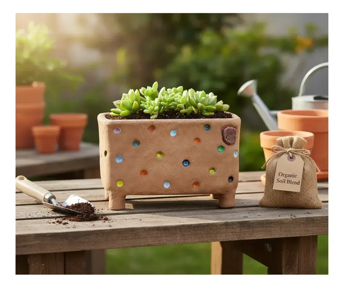 Handmade Ceramic Planter Pot Breathable Mini Candy Color Plant Pot for Succulents & Tiny Plants, Cute Desk & Home Decor, Unique Artisan Ceramic Planter