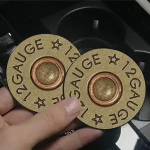 2pcs 12 Gauge Bullet Base Car Cup Holder Coasters Car Accessories - Car Interior Accessory, Anti-Slip, Durable Rubber with Star Pattern, Ideal for Vehicle, Home & Office Desks - Perfect Father's Day Gift Car Trinkets Automotive Decorative Accessories