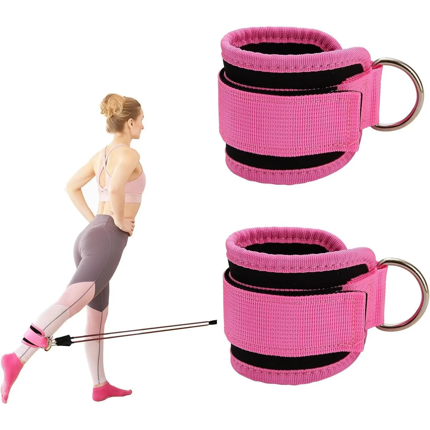 Premium Padded Fabric Ankle Straps for Cable Machines - Adjustable Buckle, Heavy-Duty Construction, Ergonomic Design, One Size, Snug Secure Fit - Glute & Hamstring Workouts - Home Gyms & Commercial Setups Unisex Sports Fitness Gear