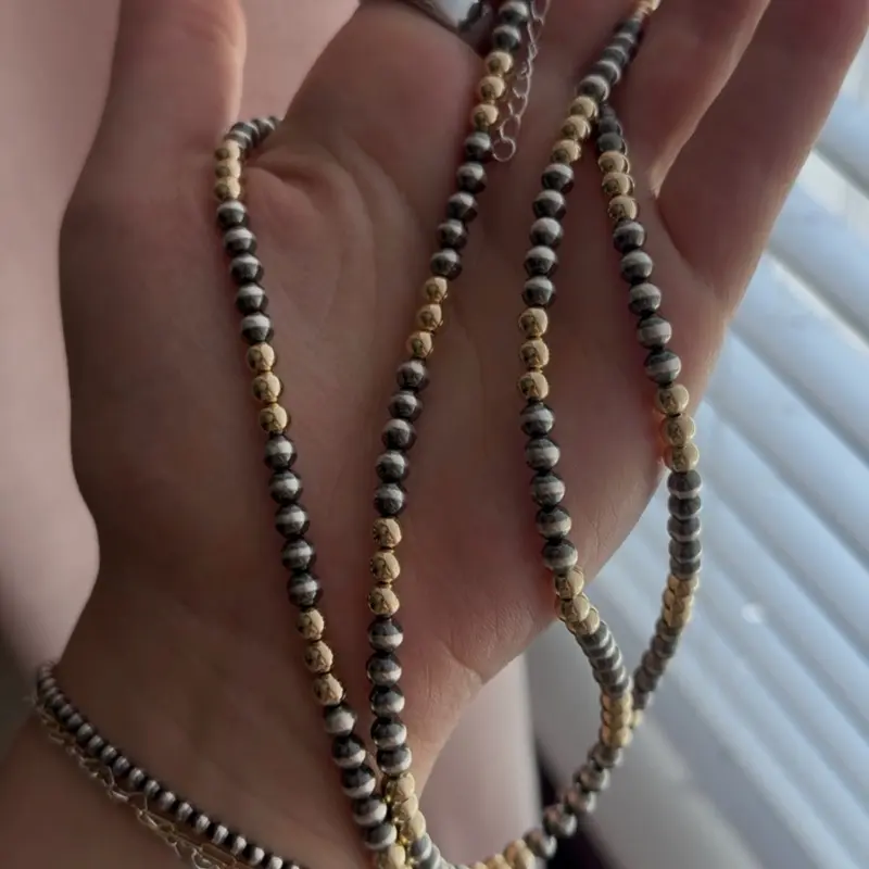 5 mm 14K Gold & Navajo Pearl Necklace