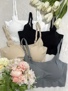 Pack of 4 Women's Solid Casual Wireless Bra, Removable Pads Bralette, Comfortable Breathable Lingerie Top for Daily Wear