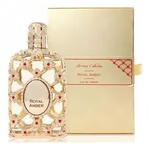Royal Amber Eau De Parfum 0.25 FI Oz 75ml Mini Splash Fruity Gourmand AmberWoody Vanilla Bergamot Melon Pineapple MuskArabic Perfume for Men & Women