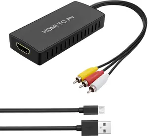 HDMI to AV Converter with RCA Output Plug and Play No Driver Required Compatible with Blu-ray Players and TV Formats NTSC PAL 2-Channel Analog Audio Adapter