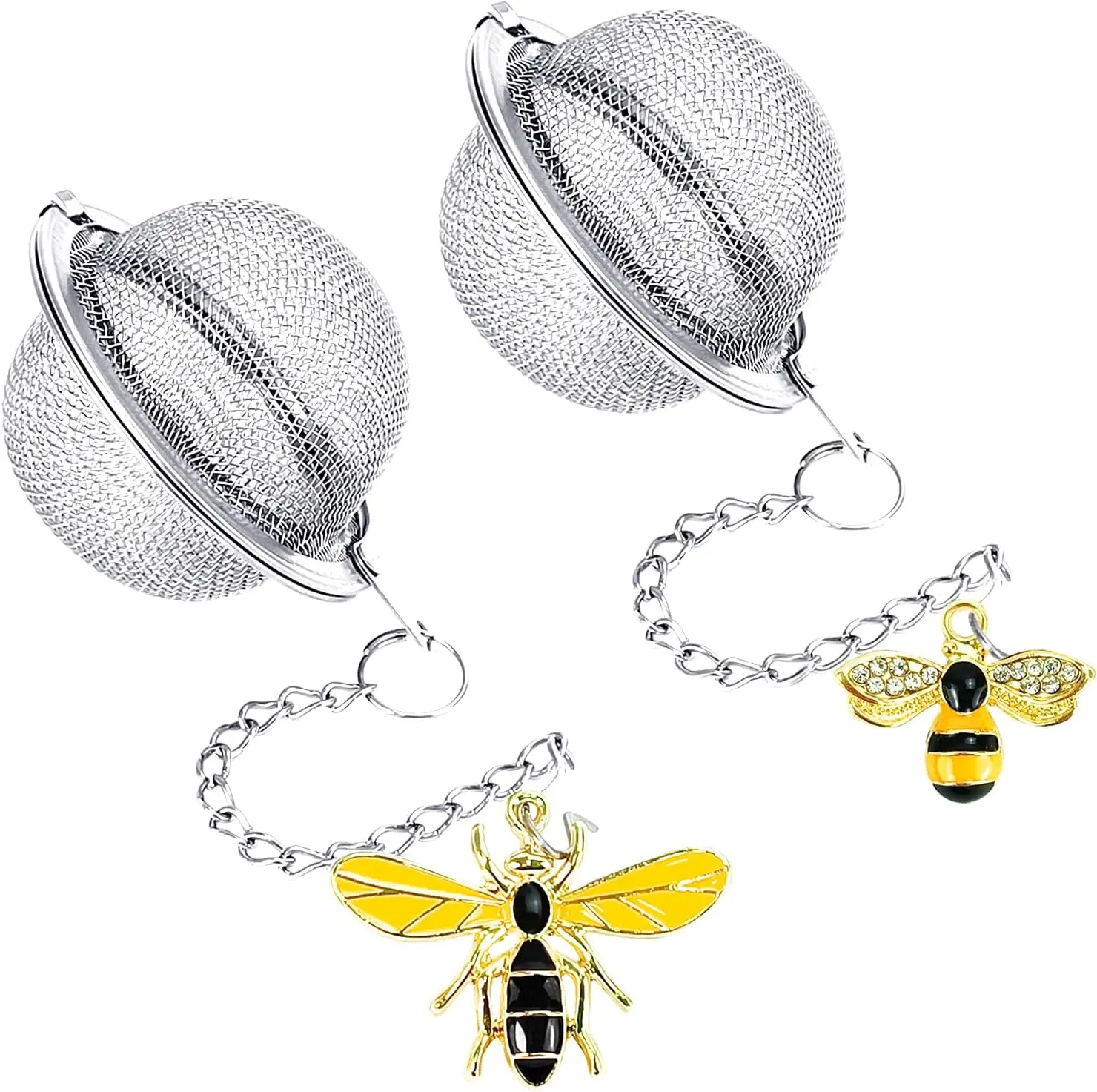 Stainless Steel Mesh Tea Infuser, 2.1 inch Tea Ball with Honey Bee Pendant Tea Strainer Tea Diffuser Tea Steeper for Filtering Tea,Tea Infusers