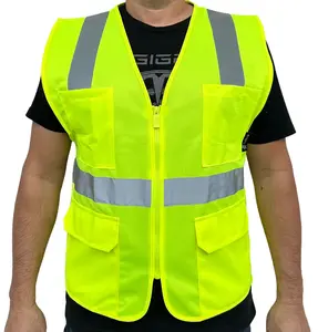 Crew Yellow High Visibility Safety Vest With 6 Pockets