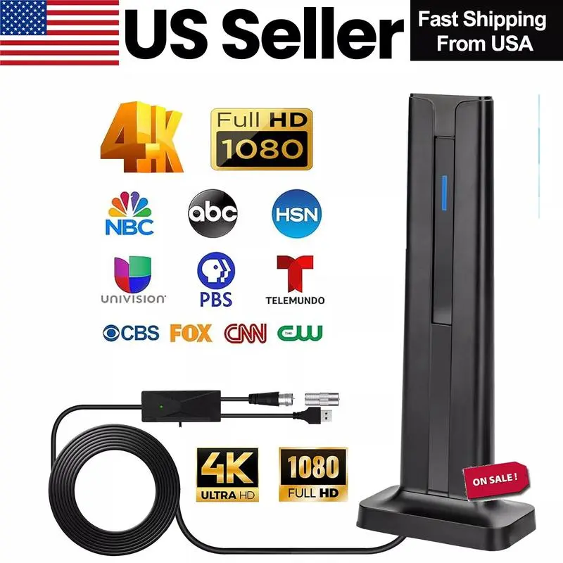 TV Antenna Digital HD Antenna 1080P 4K Indoor Long Range with High-Quality Signal for Home Entertainment