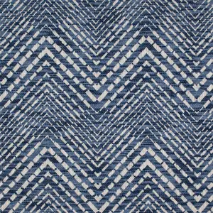Analeigh Marine Royal Blue Chevron Fabric |100% Polyester, 52" Wide
