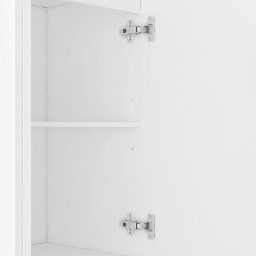 56"Modern Buffet Cabinet with Storage，Wood Credenza with 4 Fluted Doors and Adjustable Shelves, for Living Room, Kitchen, Entryway, White