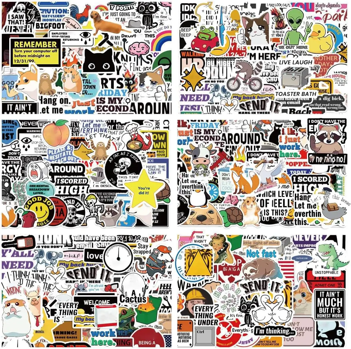 100PCS Funny Stickers for Adults Dirty Hilarious Meme Decals Waterproof Vinyl Stickers for Water Bottles Laptops Bumpers Phones Hard Hats Cartoon Designs