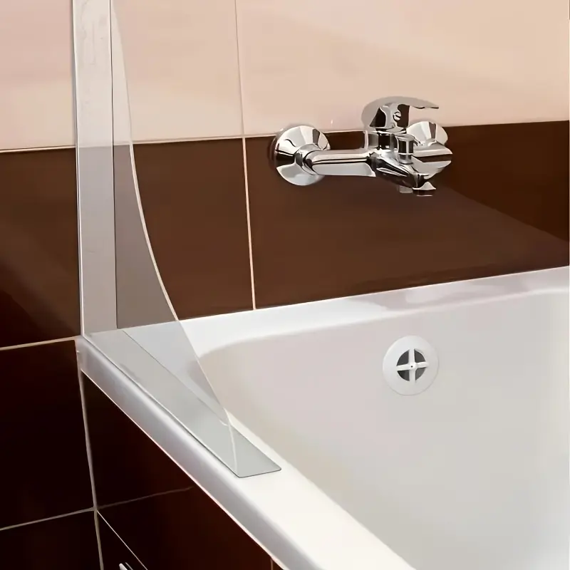 2Pcs Clear Acrylic Bathtub Corner Splash Guards, Thickened Water Barrier, Tool-Free Adhesive Installation, For Bathtub & Sink Station, Prevents Water Splashes, Keep Bathroom Dry, Durable & Sleek Design, Premium Bathroom Accessory