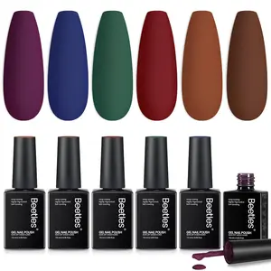 Beetles Winter Gel Polish - Twilight Grove Whisper Collection, Dark Brown Burgundy Colors Red Green Christmas Nails Art Soak Off Uv LED Nail Kit Minicure DIY Home Gifts for Women