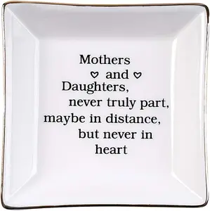 Gifts for Mom from Daughter - Meaningful Ceramic Ring Dish, Birthday Mother's Day Gift, Cute Jewelry Tray
