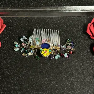 Handmade cute multicolored Petal Beaded Hair Comb.
