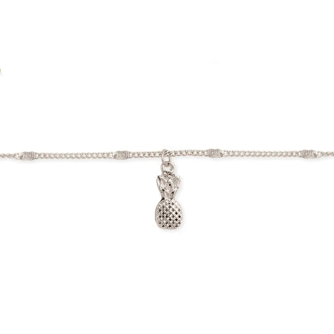 Zad Jewelry Silver Pineapple Charm Anklet, Chain Jewelry Anklet for Women, Chain Jewelry Anklets