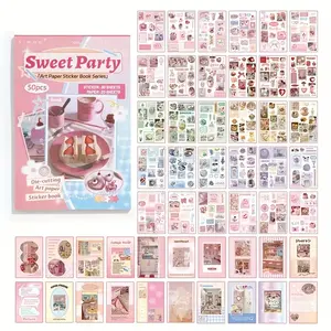 Korean Style Sweet Party Sticker Book 50 Sheets Pastel Aesthetic Stickers for Scrapbooking DIY Crafts Christmas Gifts