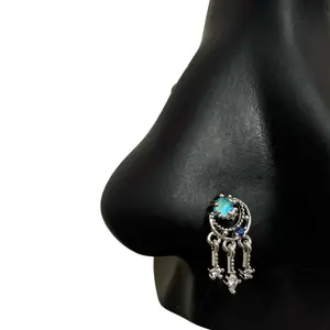 Statement Gold Moon Dream Catcher Nose Stud, Body Jewelry, Nose Piercing Jewelry, Nose Ring, L-Shape Nose Stud, 20 Gauge Nose Rings, Surgical Steel