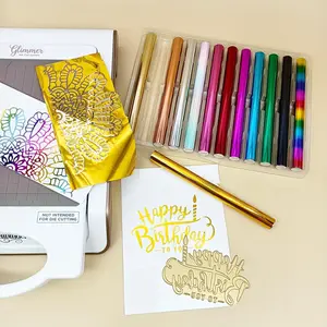 12pcs Heated-Activated Foil Roll Kit Reactive Foil Transfer Foil Film for Hot Foil System Holographic Heat Transfer Craft Foil for Handmade Craft Card