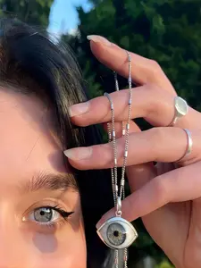 Punk Style Eye Design Pendant Necklace, Fashion Charm Necklace for Party, Daily Decor, Trendy All-match & Exquisite Jewelry for Birthday Gift, Charms Necklace