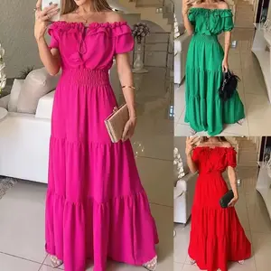 New Solid Color Lotus Lace-up Bottle Bottle Bubble Sleeve dress casual Womenswear Summer snatched gown floral embroidery comfortable travel vintage cami dainty collar short woman plus size day teacher elegant backless flower blue peppermayo aqua bbs layer