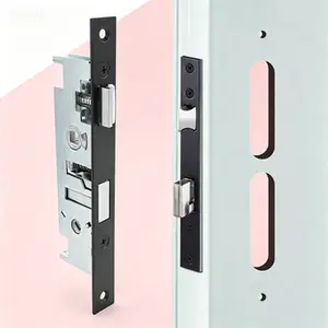 Non-Glued Storm Door Lock Body For Old Doors, 5/16" Square Spindle Hub, 2-1/2" Handle PZ, 7/8" Backset, 7" Faceplate H.C., Non-Handed, Matte Black, Replaces Older Flat Slot Mortise Lock, Universal Fit Entry Door Hardware