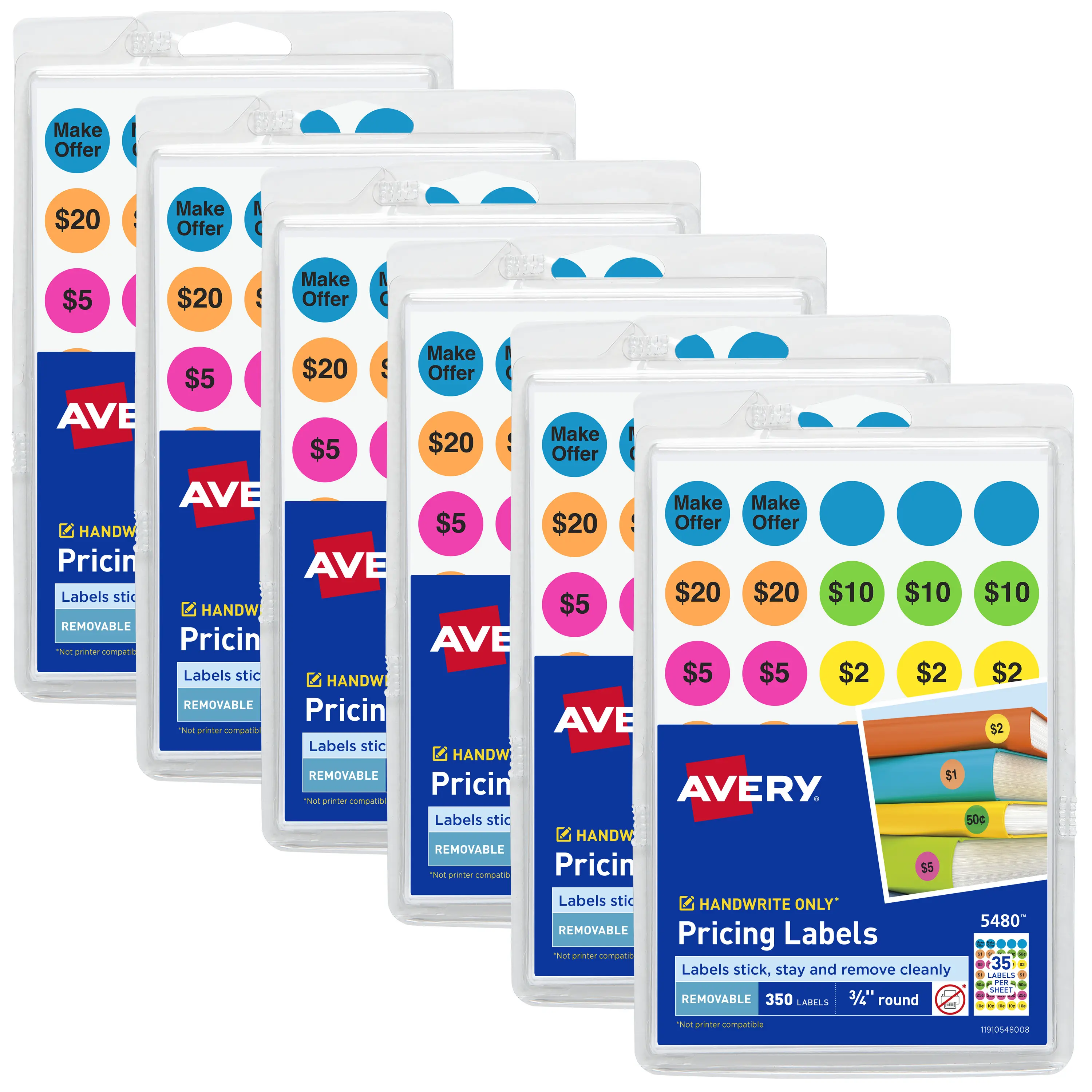 Avery Preprinted Removable Pricing Labels, 3/4 Inch Round Labels ...