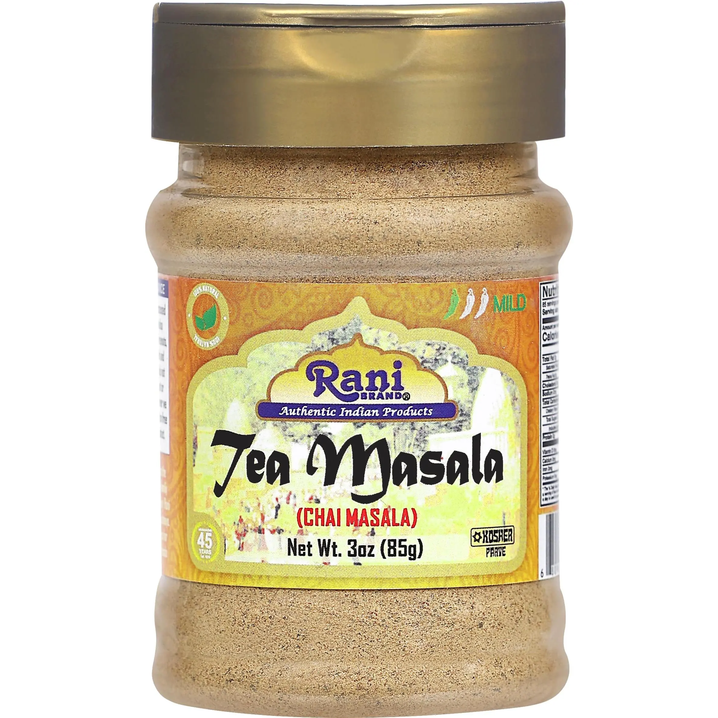Rani Tea (Chai) Masala Indian Spice Blend 3oz (85g) PET Jar ~ All Natural | Vegan | Gluten Friendly | Salt & Sugar Free | NON-GMO | Kosher | No Colors